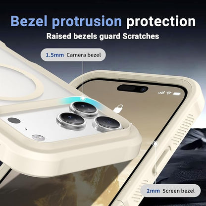 jaroco Magnetic for iPhone 17 Pro Max Case, [Compatible with MagSafe][Military Grade Drop Protection][Heavy Duty Protection][Non-Slip][Shockproof] 2-Layer Durable Bumper Phone Case 6.9''-Antique White