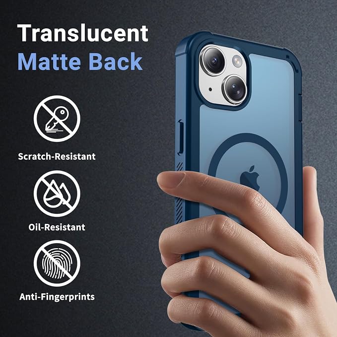 jaroco Magnetic for iPhone 13 Case, [Compatible with MagSafe][Military Grade Drop Protection][Heavy Duty Protection][Non-Slip][Shockproof] 2-Layer Durable Bumper Phone Case 6.1''-Deep Blue
