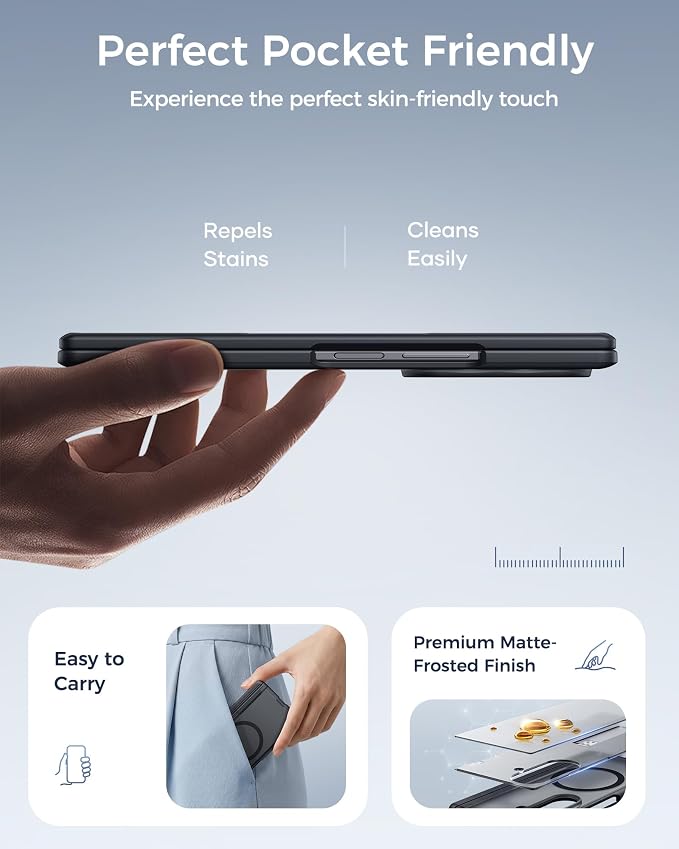 SSLOTSCASE Magnetic Slim for Samsung Z Fold 8 Ultra Case with Stand, Black | Compatible with MagSafe, Hidden Kickstand, Hinge Protection, HD Screen Protector, Rugged Silicone Men Women Phone Cover 2026