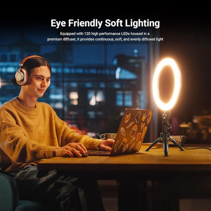 NEEWER Entry Level Version 10.5" Desk Ring Light w Tripod Stand/Phone Holder Compatible with iPhone, Timer/Remote, 10W CRI85+ LED Lighting for Selfie Makeup Streaming Recording Video Conference, N25