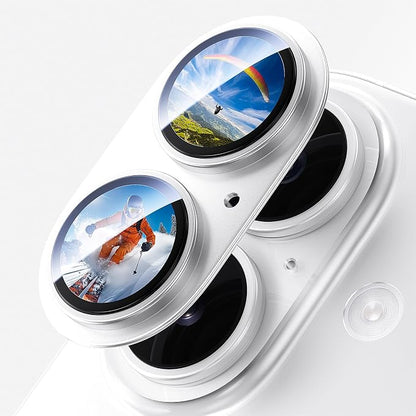 Camera Lens Protector for iPhone 17 6.3"（2025）-Single Piece,Ultra Thin Aluminum Alloy Frame,9H Dual-Strength Glass with 99% AR Light Transmittance,Case Friendly, Silver