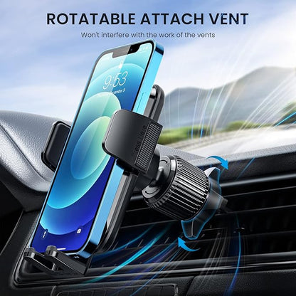 Qifutan Phone Mount for Car Vent [Upgraded Metal Clip] Cell Phone Holder Car Hands Free Cradle in Vehicle Car Phone Holder Mount for Smartphone, iPhone, Cell Phone Automobile Cradles Universal