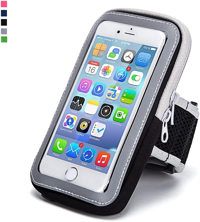 Sport Running Armband Cell Phone Holder for iPhone 16 15 14 Plus, 13 12 11 Pro Max Samsung Galaxy A15 S24 S23 S22 Plus S21 S20 FE Google Pixel 7a 8a 9 Pro Phone Arm Band Case Pouch Sleeve Bag (Gray)