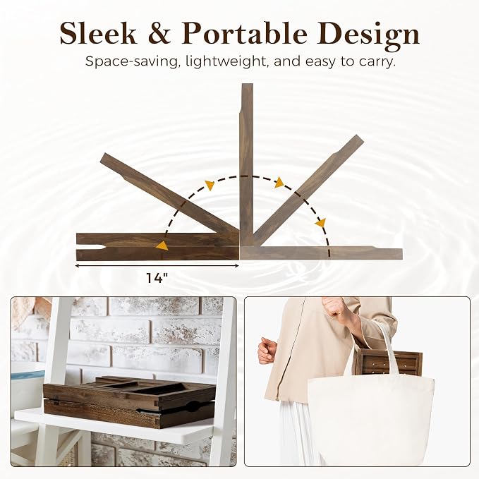 Fun Memories Teak Bathtub Tray for Tub – Adjustable Bath Caddy with Wine Glass Holder, Phone Dock & Book Stand – Solid Bath Tub Tray Wood – Dark Walnut Finish