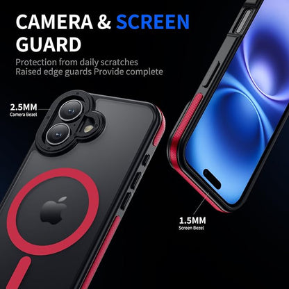 Strong Magnetic Case for iPhone 16 [5X Military-Grade Protection] Compatible with fit MagSafe Shockproof Slim Thin Cover 6.1 inch 16 Phone case, Red Bumper
