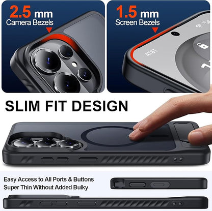 For Samsung Galaxy S26 Ultra Case with Kickstand,1*Screen Protector,[Compatible with Magsafe]Translucent Matte Military-Grade Protection,Magnetic Phone Case for Samsung Galaxy S26 Ultra,6.9"-Black