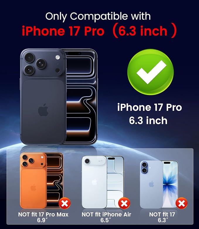 Magnetic for iPhone 17 Pro Case, Compatible with MagSafe, Built-in Camera Lens Protector, Slim Thin Soft Silicone Bumper Shockproof Metallic Luster Phone Case (Orange)