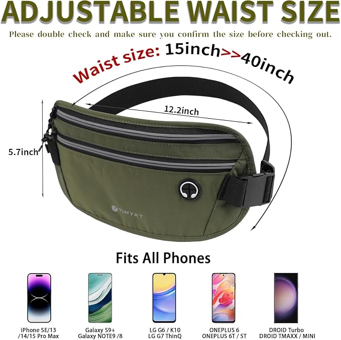 Slim Running Belt for Women Men Runners Fanny Packs With Phone Holder Hidden Pockets Exercise Waist Bag for Marathon Workout
