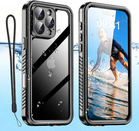 AICase Compatible with iPhone 16 Pro Max Case Waterproof, Clear Water Proof Built-in Screen Protector Shockproof Dustproof Snowproof Full Body Rugged Underwater Phone Case