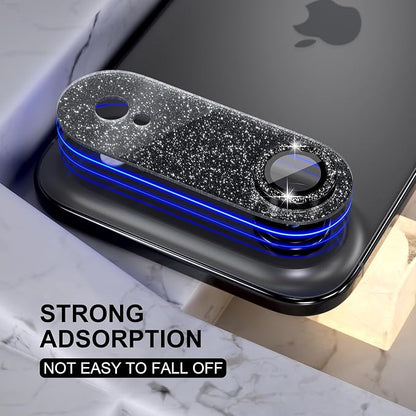 Choiche Compatible for iPhone 17 Air Camera Lens Protector, Bling Camera Cover with 9H Tempered Glass Lens Screen Protector Metal Ring Decoration Accessories 6.5-inch (Glitter-Black)