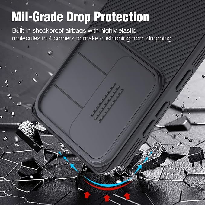 Nillkin for Samsung Galaxy S25 Plus Magnetic Case with Camera Cover, [Magnet Accessories] Mil-Grade Shockproof Protective Bumper Hard Cover Slim Phone Case for Galaxy S25 Plus Cases 6.7'' Black