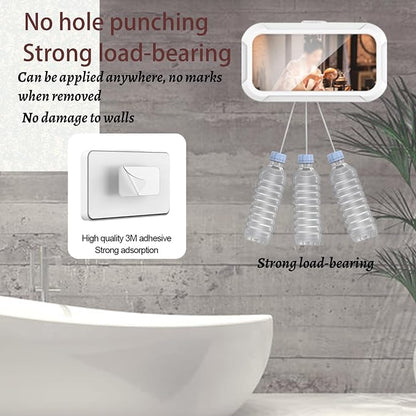 360° Rotatable Retractable Adjustable Shower Phone Case Holder,Anti-fog HD & sensitive screen ,Wall Mounted Phone Holder for Bathroom Mirror Bathtub Kitchen,Shower Accessories for 4-7" Phones (white)