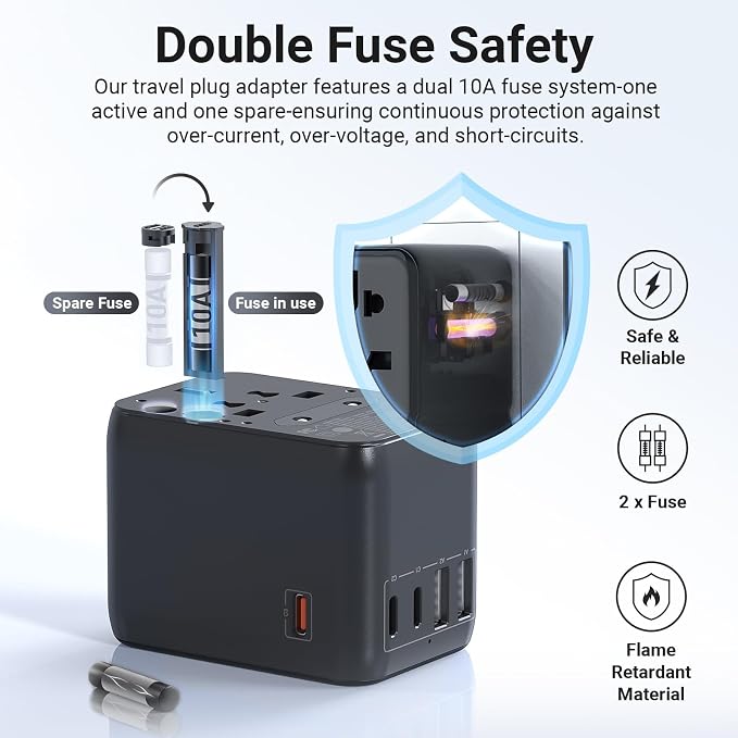MINIX Universal Travel Adapter, International Power Plug Adapter Max 35W 3 USB C 2 USB A Ports, All-in-One Worldwide Wall Charger for USA EU UK AU up to 180+ Countries.