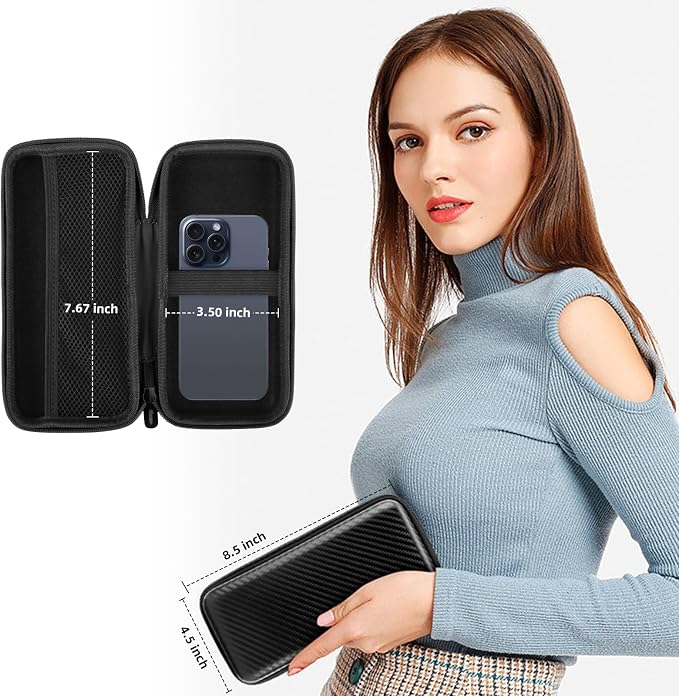 iMangoo Travel Essential Electronics Organizer Pouch Charger Case, Shockproof Dual Zipper Power Bank Cables Tech Accessories Purse, Men & Women Travel Must Have Storage Bag, 8.5x4.5x2 inch Fiber Black