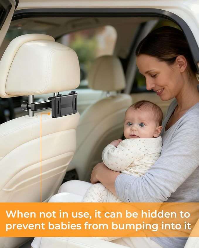 Tablet Holder for Car, Extendable & Pivoting Headrest Mount to Keep Kids Engaged – Road Trip Essential for 5.5-11" Devices (1 Pack)