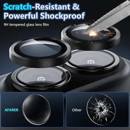 AFARER 1Set Camera Lens Protector for iPhone 17/16/16Plus,Ultra-tough HD Tempered Glass,[Does not Affect Night Shots] Drop Protection Individual Metal Ring Protectors-Sliver