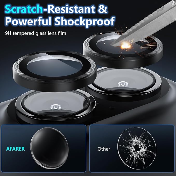 AFARER Lens Protector for iPhone 17/16/16Plus [Original Shooting Model][Strong Adsorption] Shatterproof Ultra HD Tempered Glass Rear Camera Screen Cover,Case Friendly,Colorful,1 Set