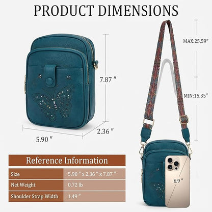 KITEVIUN Crossbody Bags for Women Leather Crossbody Purse Small Shoulder Phone Purse with Adjustable Strap & RFID Card Slots