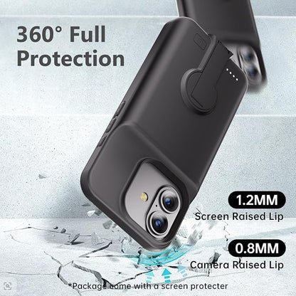 GIN FOXI for iPhone 17 Battery Case, Rechargeable Case Charger with Stand 8500mAh Fast Charging Ultra-Slim Lightweight Powerful Battery Pack Anti-Fall TPU Juice Box for iPhone 17 (6.3") Black