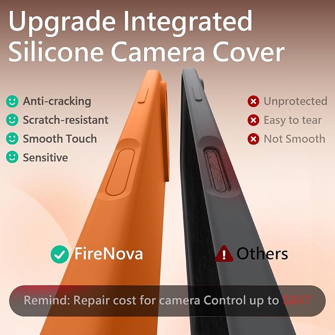 FireNova Magnetic for iPhone Air Case, Compatible with MagSafe, [Integrated Silicone Camera Control Button] [Camera Protection] Microfiber Lining Phone Case for iPhone 17 Air, 6.5", Orange