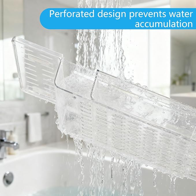 2 Pack Bathtub Tray, Bath Tray Bathroom Organizer Expandable Bathtub Table Trays Storage Rack for Book and Wine Glass, Clear
