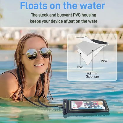 Floating Waterproof Phone Case 2 Pack,IP68 Waterproof Phone Pouch,Suitable for iPhone,Samsung,Motorola,and All Series of Phones with Screens Below 8.3 Inches,Ideal for Water Activities/Beach/Travel.