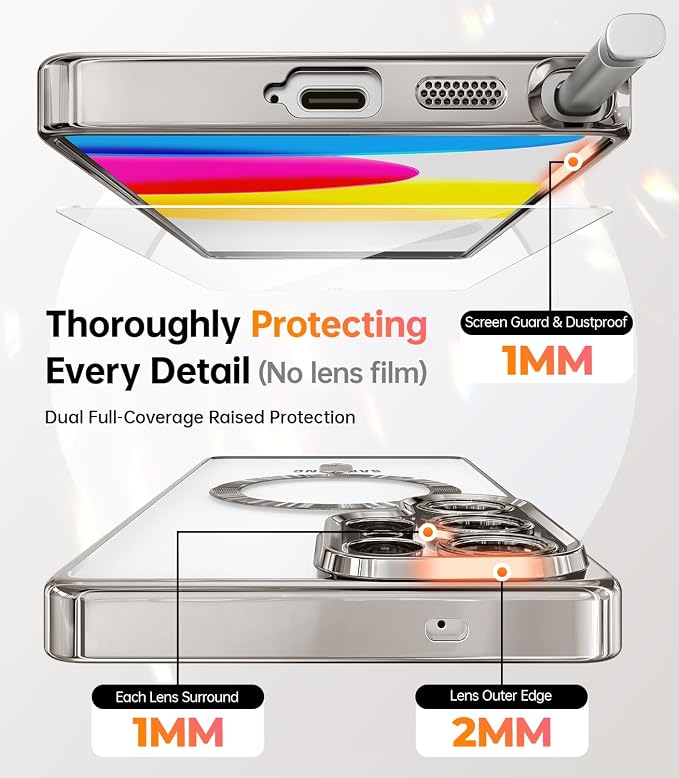 Meifigno Case Designed for Samsung Galaxy S25 Ultra 6.9 inch, [Compatible with MagSafe] [2X HD Screen Protectors] [Glitter Card & Wrist Strap] Full Lens Protection Case for Galaxy S25 Ultra, Silver | 6.9 inch
