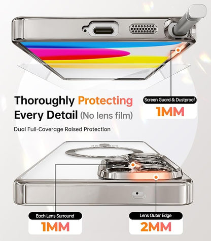 Meifigno Case Designed for Samsung Galaxy S25 Ultra 6.9 inch, [Compatible with MagSafe] [2X HD Screen Protectors] [Glitter Card & Wrist Strap] Full Lens Protection Case for Galaxy S25 Ultra, Silver | 6.9 inch