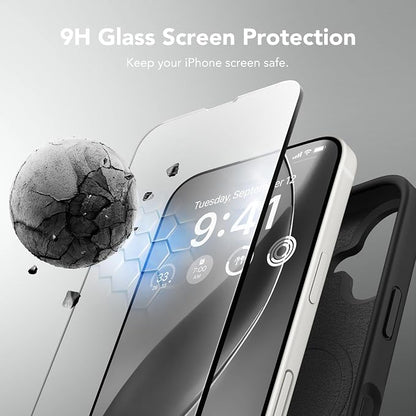 GONEZ Magnetic for iPhone 17 Case, Compatible with MagSafe, [Screen Protector + Camera Lens Protector], Liquid Silicone Anti-Scratch Shockproof Protective Phone Case 6.3 inch, Black