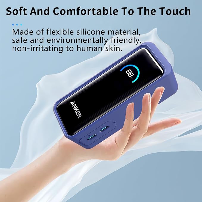 NOUKAJU Case for Anker Prime Power Bank 9600mAh 65W Output Silicone Protective Cover, Drop-Proof,Scratch-Proof,Shock-Proof,Protective Case for Anker Prime Power Bank 9600mAh(Blue)
