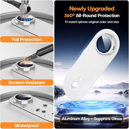 Jeluse Compatible with iPhone Air Camera Lens Protector, Strong Adhesion Full Coverage Metal Aluminum Alloy Ultra Clarity Tempered Glass Camera Screen Protector