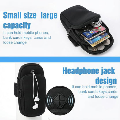 Phone Holder for Running Armband, Water Bottle Phone Holder for Gym, Adjustable Gym Water Bottle Bag with Phones Holders, Black