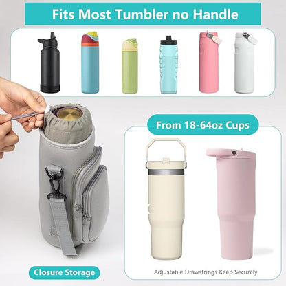Water Bottle Carrier Bag,Water Bottle Holder with Straps Phone Pockets Fits Stanley Owala 16/24/32/40oz