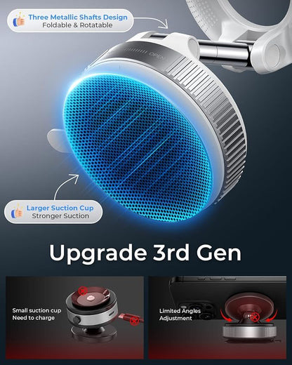 MRGLAS 2025 Upgraded Vacuum Magnetic Phone Holder, for Magsafe Suction Cup Phone Mount Car Truck Accessories for Women Men [89+LBS Suction & 2800gf Magnetic] Fathers Day for Gifts, 360° Adjustable