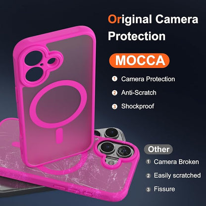 MOCCA Magnetic for iPhone 17 Case, (Compatible with Magsafe) (16FT Military Grade Protection) Full Camera Protection Anti-Fingerprint Slim Translucent Matte Phone Cover 6.3",Hot Pink