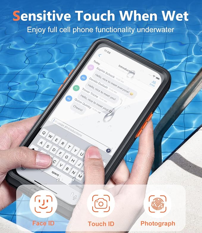 Underwater Phone Case for Snorkeling, [IP68 Waterproof] [Sensitive Inflated Touchscreen] [Precise Buttons], Only for 6.7" iPhone 15/14/13/12 Pro Max, iPhone 16/15/14 Plus, Black
