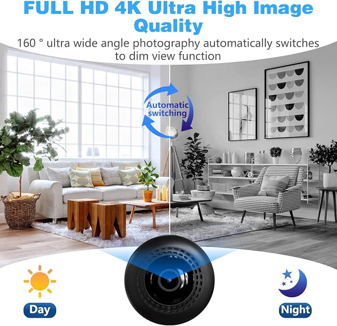 4K Security Cam with Night Vision and Built-in Battery Camera, Home/Office Camera Wireless Technology for Phone App Monitor GTYT