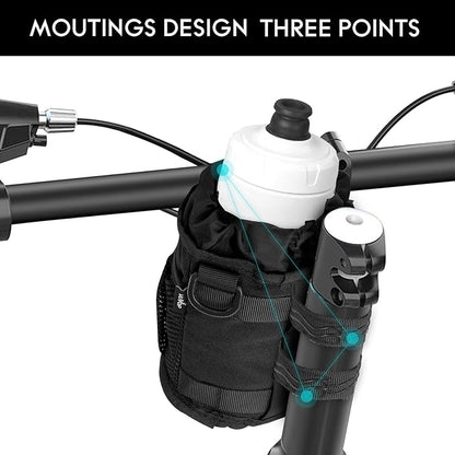 WUVOP Bike Cup Holder, Water Bottle Holder for Bike Handlebar with Mesh Pockets, Universal Cycling Bicycle Water Bottle Drink Cup Cage for Cruiser, Scooter, Mountain Bikes, Road Bikes, Wheelchair