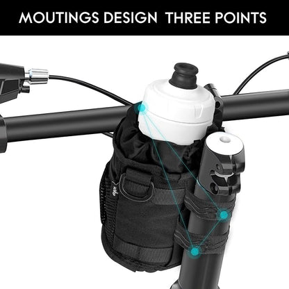 WUVOP Bike Cup Holder, Water Bottle Holder Handlebar for Bikes with Mesh Pockets, Universal Cycling Bicycle Water Bottle Drink Cup Cage for Cruiser, Scooter, Mountain Bike, Road Bikes, Wheelchair