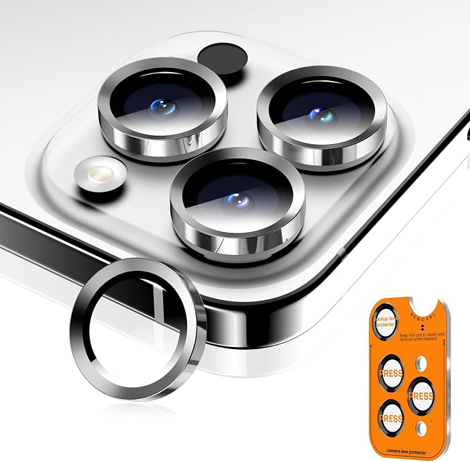Camera Lens Protector for iPhone 17 Pro Max/17 Pro/16 Pro Max/16 Pro/15 Pro Max/15 Pro/14 Pro Max/14 Pro, Tempered Glass Metal Individual Camera Cover[Anti-drop] Case Friendly-White Titanium