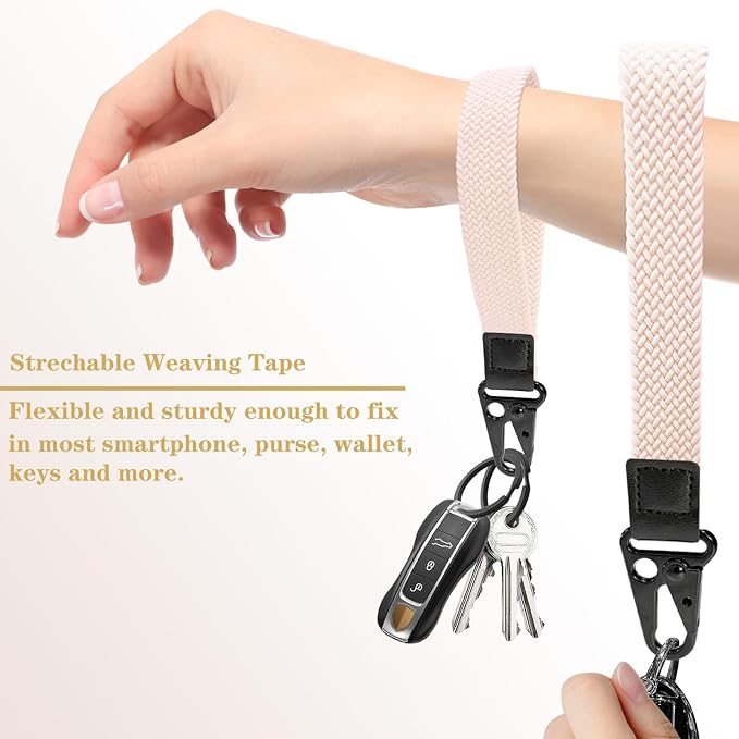 Stretchy Wristlet Keychain, Wrist Lanyard Strap Key Chain Holder to Hold Keys Wallet Phone ID Badge for Men Women