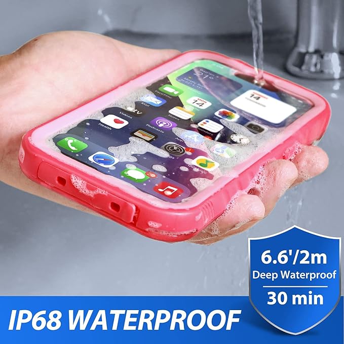 SPORTLINK Compatible with iPhone 13 Pro Max Waterproof Case - Built in Screen Protector Full Body Shockproof Dustproof IP68 Waterproof Case for iPhone 13 Pro Max 6.7 Inch Pink