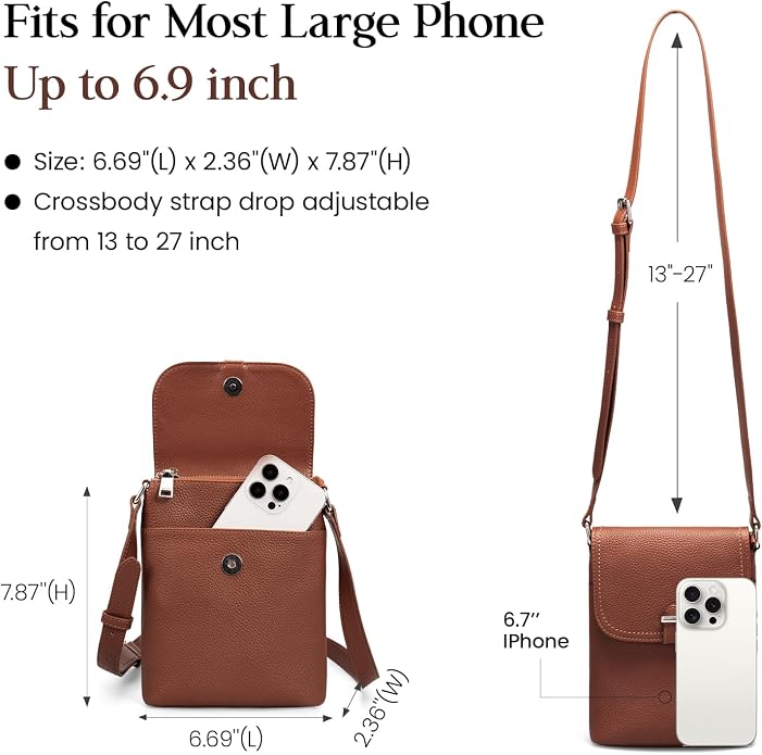 befen Genuine Leather Small Crossbody Bags for Women, Womens Cell Phone Purses Cross body Bag Purse with RFID Card Slots