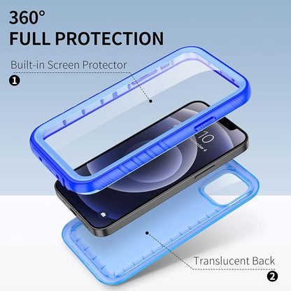 SPORTLINK Compatible with iPhone 12 Pro Max Waterproof Case - Built in Screen Protector Full Body Shockproof Dustproof IP68 Waterproof Case for iPhone 12 Pro Max 6.7 Inch Blue