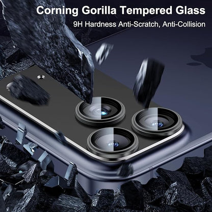 Esanik Upgrade 2 Pack for iPhone 17 Pro Camera Lens Protector, Aluminum Alloy Metal matte Case Tempered Glass Camera Screen Cover, Scratch Resistant Case Friendly (Black)