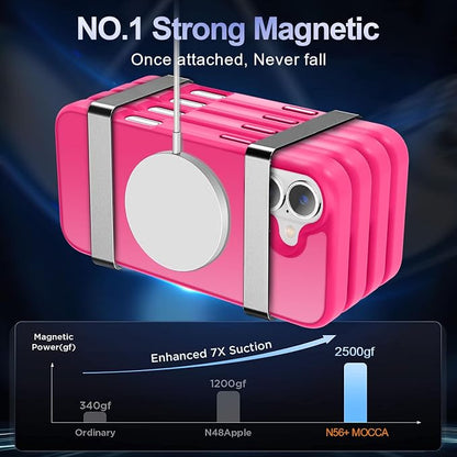 MOCCA Strong Magnetic for iPhone 16 Case, [Compatible with Magsafe][16FT Mil-Grade Drop Protection] Slim Thin Translucent Matte Protective Cover Case for iPhone 16 Phone Case 6.1", Hot Pink