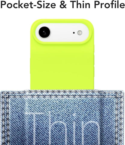 for iPhone 17 Air Case Silicone Compatible with Magsafe Case, Ultra Slim Thin Magnetic Phone Cases Mag Safe, Cute Soft Rubber Gel TPU Matte Plain Wireless Charging Cover for Women, Neon Green