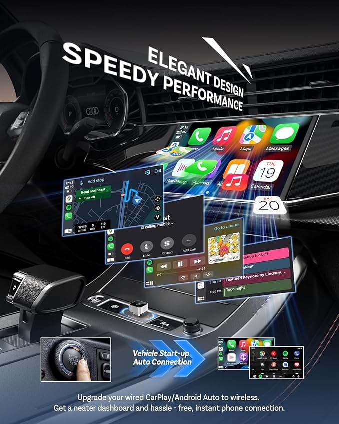 Wireless CarPlay Adapter for Apple iPhone & Android, 2026 Upgraded 2-in-1 Plug and Play Converts Wired to Wireless CarPlay Android Auto, Fast Auto-Connect, Zero Latency with USB/USB-C Port