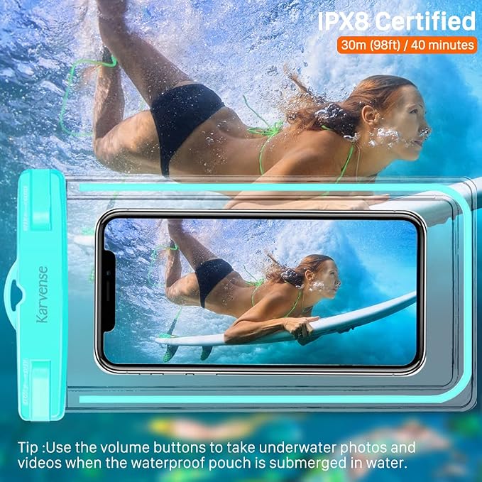 Waterproof Cell Phone Pouch Case, 2 Pack Universal Waterproof Phone Bag/Holder for iPhone/Samsung Galaxy/Pixel, Underwater Dry Bag for Travel, Vacation, Beach, Kayaking,Snorkeling, Water Park