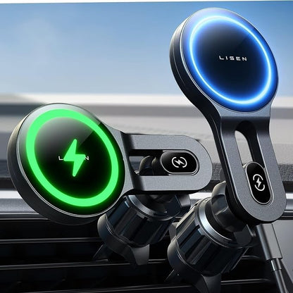 LISEN for iPhone 17 MagSafe Car Mount Charger, [Safer & Faster] Vent Magnetic Wireless Car Charger, Car Vent Phone Mount Charger Fits iPhone 17 Pro Max Air 15 14 13, Samsung with MagSafe Case,Black
